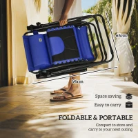 Outsunny Zero Gravity Lounger Chair, Folding Reclining Patio Chair with Shade Cover, Padded Seat, Cup Holder, Soft Cushion and Headrest for Poolside, Camping, Blue(m-7)