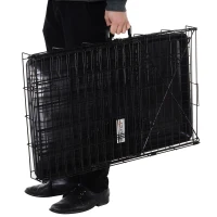 PawHut Jaula Plegable de Metal para Perros con Bandeja Extraíble Pestillo Incorporado Forma Trapezoidal Transportador 76x48x55cm 10kg Negro(m-7)