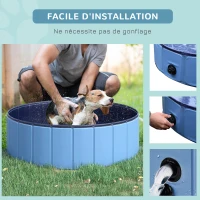 PawHut Piscine pour Chien Pliable, Piscine Baignoire Bassin Chien, 100x30cm en plastique, Piscine pour Animaux Extérieur, Stable et Antidérapant, Bleu(m-4)