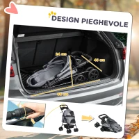 PawHut Passeggino per Cani Pieghevole con Guinzaglio di Sicurezza e Cestino Portaoggetti, Grigio(m-5)