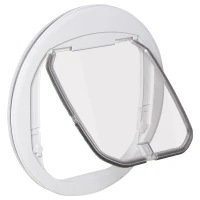 PawHut Chatière pour chien et chat porte magnétique chatiere pour moustiquaire grillé en PC 4 voies d'accès avec verrouillage résistante rigide panneau de fermeture inclus 44 x 4 x 44 blanc(m-1)