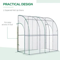 Outsunny Walk-In Greenhouse, Lean-to Small Greenhouse with Zipped Roll Up Doors, Tomato Greenhouse with Plastic Cover and Sloping Top for Flowers, Vegetables and Herbs, 214cm x 118cm x 212cm, Clear(m-6)