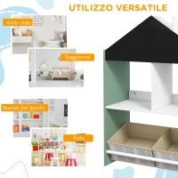 ZONEKIZ Scaffale Portagiochi per Bambini con Ripiani e Cassetti Rimovibili, Verde(m-6)