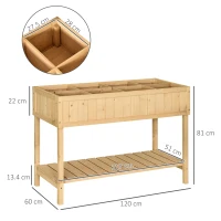 Outsunny Letto per Orto Rialzato in Legno Orto Pensile Urbano con 8 Griglie e Ripiano Inferiore per Piante da Giardino 120x60x81cm(m-3)