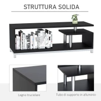 HOMCOM Mobile TV Moderno con Ripiano in Legno, Mobiletto Tavolino Basso da Salotto 114x40x40.5cm, Nero(m-4)
