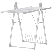 HOMCOM Tendedero Eléctrico Plegable con Alas Secador de Ropa y Zapatos Marco de Aleación de Aluminio 134x66x100 cm Plata(m-10)