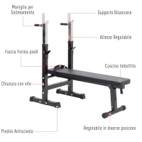 Homcom - Panca Pesi Attrezzatura Fitness Panca Pieghevole per Palestra e Home Gym(m-4)