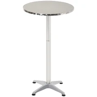 HOMCOM Aluminum Bistro Bar Table Round Tabletop Dining Wine Pub Stainless Steel 2 Height Settings 70cm/110cm(m-11)
