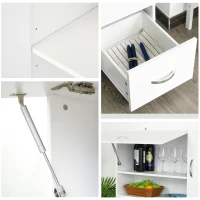 HOMCOM Armoire de cuisine multi-rangements 4 portes 3 tiroirs étagère + grand plateau 100L x 39,5l x 183,5H cm blanc(m-10)