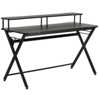 HOMCOM Gaming Desk Writing Racing Computer Table Workstation with Headphone Hook Curved Front Adjustable Feet for Home Office Use 140 x 60cm(m-11)