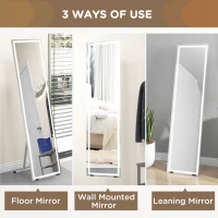HOMCOM Standing Dressing Mirror with LED Lights, Wall Dressing Mirror for Bedroom with Dimmable and 3 Colour Lighting, White(m-7)