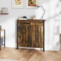 HOMCOM 93 x 88.5cm Rustic-Look Radiator Cover - Brown/Black(m-8)