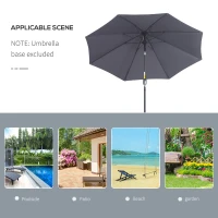 Outsunny 2.7M Garden Parasol Umbrella with Glass Fibre Ribs and Aluminium Frame, Tilting Sun Shade Shelter Canopy, Charcoal Grey(m-7)
