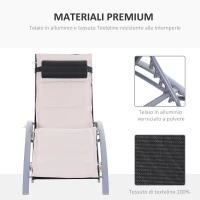 Outsunny Sdraio da Giardino Reclinabile su 5 Livelli con Cuscino Rimovibile, Alluminio e Texteline, 170x64x82cm, Beige(m-7)