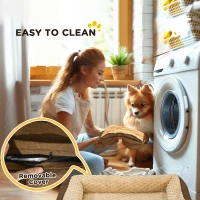 PawHut Calming Dog Bed Pet Mattress w/ Removable Cover, Anti-Slip Bottom, for Medium Dogs, 90L x 69W x 21Hcm - Brown(m-8)