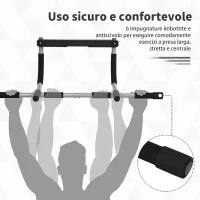 HOMCOM Barra per Trazioni a Pressione per Porta, Installazione senza Viti e Telaio in Tubi di Acciaio, Peso max: 110 kg(m-6)