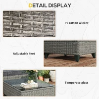 Outsunny 5-Piece Rattan Patio Furniture Set with Corner Sofa, Footstools, Coffee Table, for Poolside, Dark Grey(m-8)
