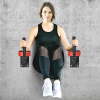 HOMCOM 2 barres de traction à dips et abdominaux rembourrée fixation murale charge maximale 100 kg 53 x 13 x 18 cm noir rouge(m-2)