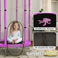 AIYAPLAY Kindertrampoline met Veiligheidsnet, voor Binnen en Buiten, 3-6 Jaar, Paars(m-5)