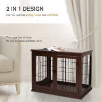 PawHut Dog Crate Furniture, Puppy Crate End Table, Pet Kennel House with 2 Doors for Medium and Small Dogs, 81 x 58.5 x 66 cm, Brown(m-5)