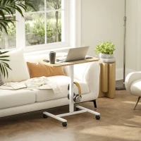 HOMCOM 75-115cm Manual Adjustable Sit-To-Stand Desk - White/Wood-Effect(m-2)