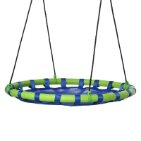 Outsunny Balançoire nid d'oiseau ronde hauteur réglable à suspendre enfant adulte jardin capacité de charge 150 kg Ø 100 cm bleu(m-10)