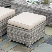 Outsunny Salotto da Giardino in Rattan PE da 8 Pezzi con Poltrone, Tavolini e Sgabelli, Beige(m-9)