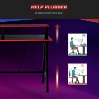 HOMCOM L Shaped Gaming Desk, Corner Computer Desk with Monitor Stand for Home Office, 140 x 130 x 93cm, Black and Red(m-7)