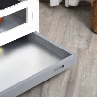 PawHut Indoor Rabbit Hutch Guinea Pig House Wooden Elevated Pet Bunny Cage with Wheels Openable Roof 102 x 60 x 63.5cm Grey(m-9)