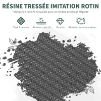 Outsunny Lot de 4 chaises de jardin empilables, fauteuil d'extérieur avec accoudoirs et revêtement en résine tressée effet rotin(m-6)