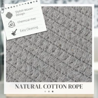 HOMCOM 88L Cotton Rope Laundry Basket, with Handles - Grey(m-4)