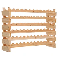 HOMCOM Six-Tier, 72 Bottle Wooden Wine Rack - Natural(m-1)