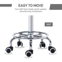 Vinsetto PU Leather Rolling Stool, Height Adjustable Stool Chair with Wheels for Salon, Massage, Spa, Grey(m-7)