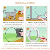 PawHut Chatière pour chien et chat porte magnétique chatiere pour moustiquaire grillé en PC 4 voies d'accès avec verrouillage résistante rigide panneau de fermeture inclus 44 x 4 x 44 blanc(m-7)