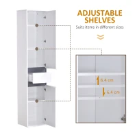 HOMCOM Particle Board Tall Slimline Shelf Cabinet w/ Drawer White(m-4)