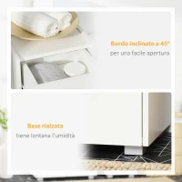 kleankin Mobiletto Bagno con Cassetto e Armadietto con Mensola Regolabile in Legno 30x33x88cm, Bianco(m-6)