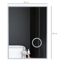 Homcom Miroir de Salle de Bain Lumineux LED Blanc 60 x 4 x 80 cm(m-3)
