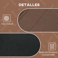 PawHut Cama Elevada para Mascotas con Toldo Extraíble Tela Transpirable para Interior y Exterior 92x76x90 cm Marrón(m-5)