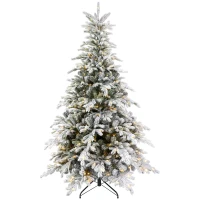 HOMCOM 5ft Bushy Snow-Flocked Artificial Christmas Tree, with LED Lights(m-11)