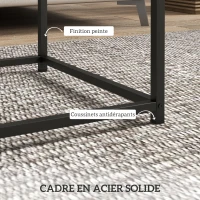 HOMCOM Lot de 2 tables gigognes tables basses carrées tables de salon cadre en acier et plateaux en panneaux de particules(m-7)