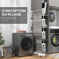 HOMCOM Séchoir à Linge étendoir pliable ailes latérales utilisation intérieure et extérieure 142 x 55 x 172 cm 4 niveaux(m-6)