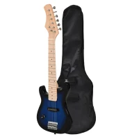 HOMCOM Guitare électrique avec amplificateur, sac, médiators, cordes de rechange, câble noir bleu(m-1)