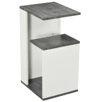 HOMCOM Comodino con Ripiano Aperto in Truciolato dal Design Irregolare, 35x29.5x60 cm, Grigio e Bianco(m-10)