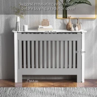 HOMCOM Slatted Radiator Cover Painted Cabinet MDF Lined Grill in White (112L x 19W x 81H cm)(m-7)