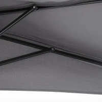 Outsunny 3(m) Half Parasol Semi Round Umbrella Patio Metal Frame Crank Handle for Balcony-- NO BASE INCLUDED, Grey(m-9)