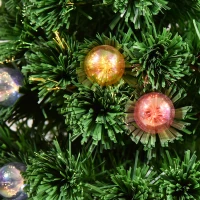 HOMCOM 4FT Prelit Artificial Christmas Tree with Fibre Optics, Baubles Decoration, Golden Pot for Holiday, Home - Green(m-8)