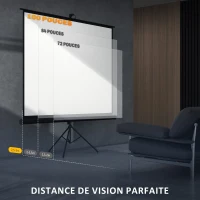 HOMCOM Écran de projection 100 pouces avec support trépied hauteur réglable, écran 4K HD 4:3, films en intérieur/à l'extérieur(m-7)
