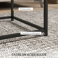 HOMCOM Lot de 2 tables gigognes tables basses carrées tables de salon cadre en acier et plateaux en bois gris(m-7)