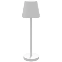 HOMCOM Lampada da Tavolo Portatile in Acrilico e Metallo da 3600mAh con Cavo di Ricarica, Ø11.2x36.5 cm, Bianco(m-10)