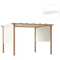 Outsunny Toile de rechange pergola rétractable de 5 x 2,4 m pour pergola de 3 x 3 m tissu polyester beige(m-10)